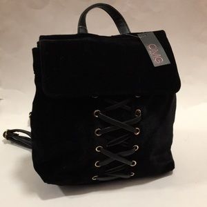 NWT Black Velvet Lace-Up Backpack OMG ACCESSORIES